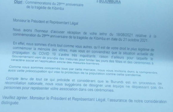 BURUNDI : AC GENOCIDE CIRIMOSO commémore KIBIMBA le 21 octobre 2021