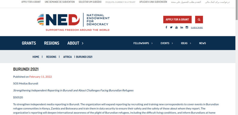 NED finance ou a financé la guerre humanitaire contre le Burundi