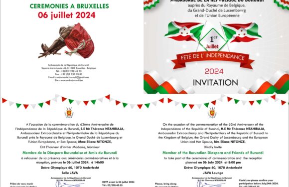 Burundi / Agenda : 6 juillet 2024, à 14h, Belgique, 62ème anniversaire de l’indépendance.