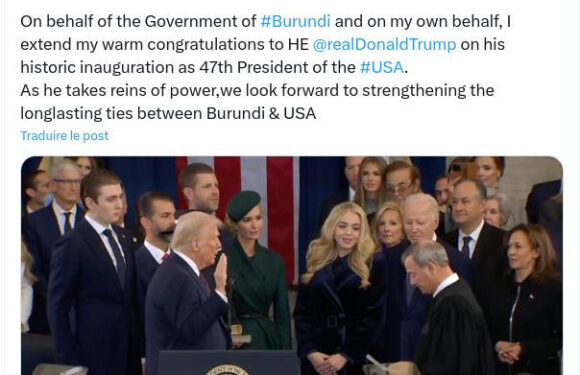 Burundi / USA : Ndayishimiye félicite Trump pour son investiture en cette ère multipolaire.